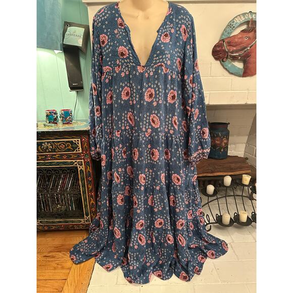 NATALIE MARTIN FIORE LIMITED EDITION VINTAGE FLOWERS AZURE MAXIDRESS XL - Picture 3 of 14